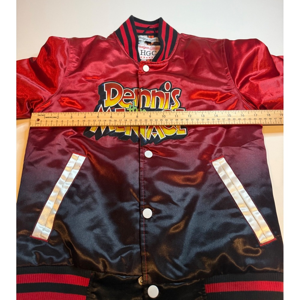 Headgear Classics Dennis the Menace Varsity Jacket Red Black Ombre Satin S - Picture 14 of 14